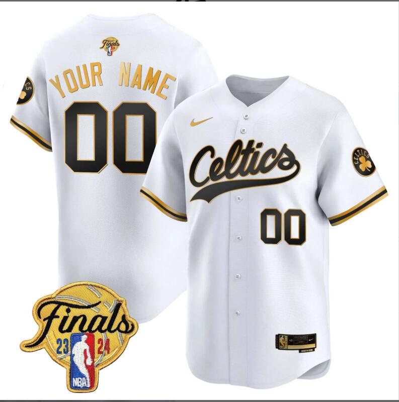 Men Boston Celtics 2024 Finals Patch Baseball Custom white NBA Jersey